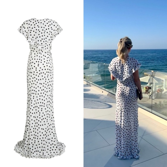 Rat & Boa Mariella Maxi Dress Polka Dot Ruffle White Black Size Medium NWT - Picture 9 of 11